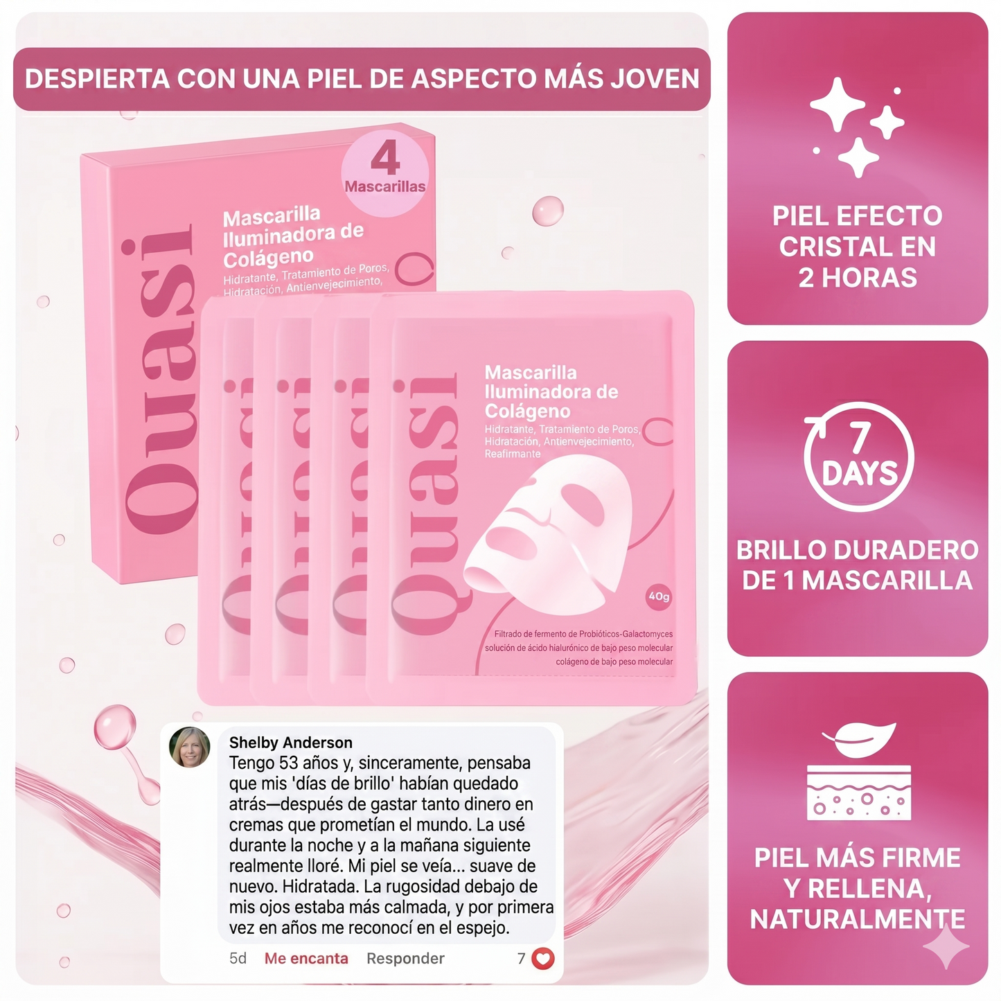 Mascarilla de colágeno para un brillo radiante (4 mascarillas)